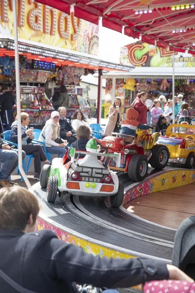 Funfair at the whelk fair at Pirou beach